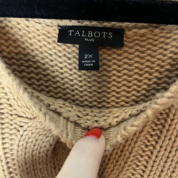Talbots Sweater Womens 2X Beige Round Neck Knit Long Sleeve Pull Over​ - Picture 3 of 6
